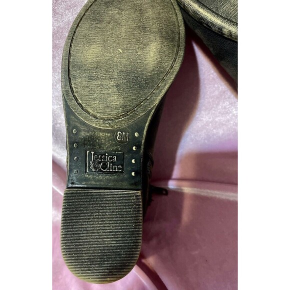 Jessica Cline Sz8 Women Black Double Zipper Ankle Boots - Picture 7 of 10